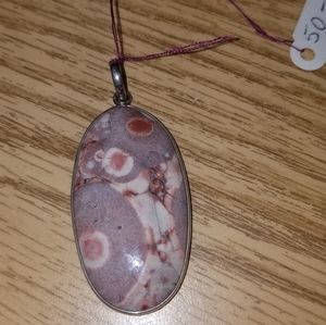 New Sterling silver Mexican Birds eye opal pendant